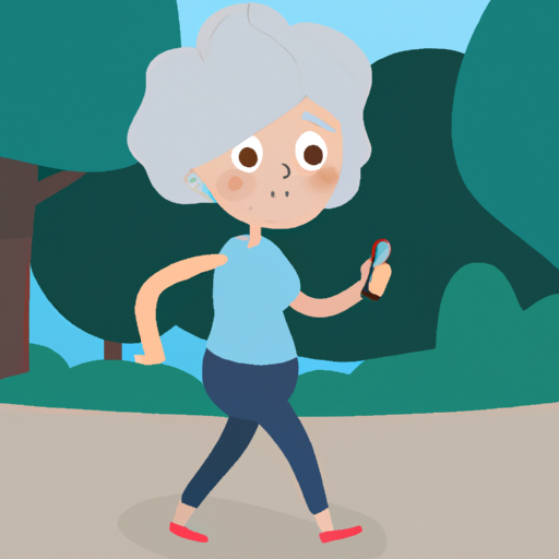 תמונה שבה נראית סבתא לובשת גשש כושר בזמן ריצה בפארק.